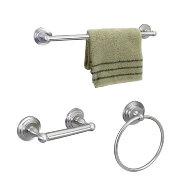 Dynasty Hardware 2600-SN-3 Newport Series Bathroom Hardware Set, Satin Nickel, 3-Piece Set, With 24" Towel Bar