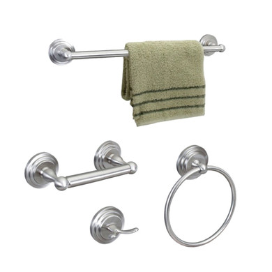 Dynasty Hardware 2600-SN-4 Newport Series Bathroom Hardware Set, Satin Nickel, 4-Piece Set, With 24" Towel Bar