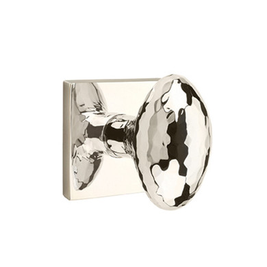 Emtek 5110-HE-US14 Hammered Egg Door Knob Passage Set With Square Rosette Polished Nickel