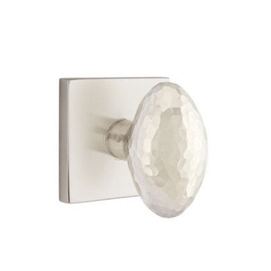 Emtek 5110-HE-US15 Hammered Egg Door Knob Passage Set With Square Rosette Satin Nickel