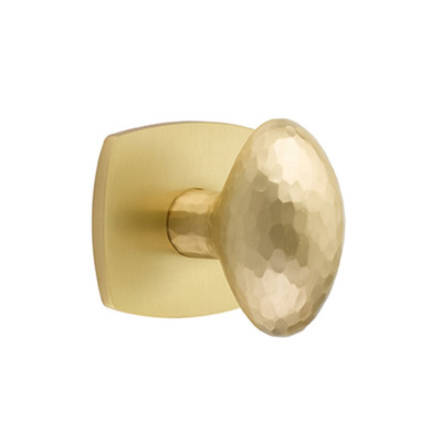 Emtek 5326-HE-US4 Hammered Egg Door Knob Privacy Set With Urban Modern Rosette Satin Brass