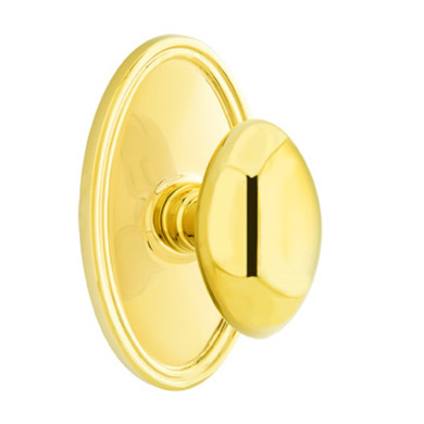 Emtek 8220-E-US3 Egg Door Knob Privacy Set With Oval Rosette Polished Brass