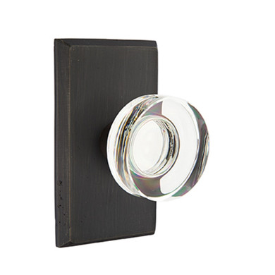 Emtek 7054-MDC-MB Modern Disc Crystal Door Knob Dummy Set With Sandcast Bronze #3 Rosette Medium Bronze