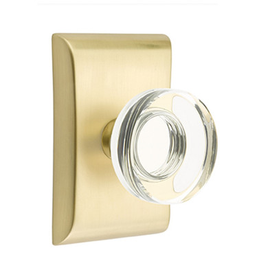 Emtek 5051-MDC-US4 Modern Disc Door Knob Dummy Set With Neos Rosette Satin Brass
