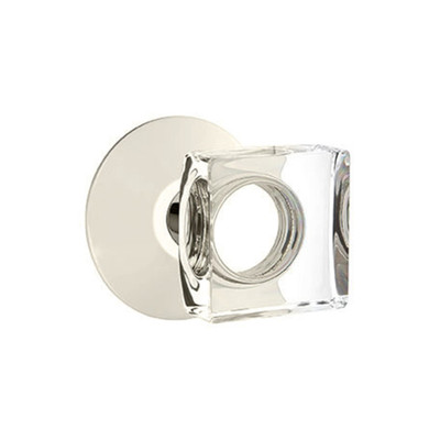 Emtek 5107-MSC-US14 Modern Square Door Knob Passage Set With Modern Rosette Polished Nickel