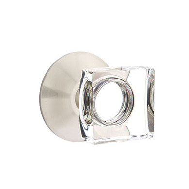 Emtek 5057-MSC-US15 Modern Square Door Knob Dummy Set With Modern Rosette Satin Nickel