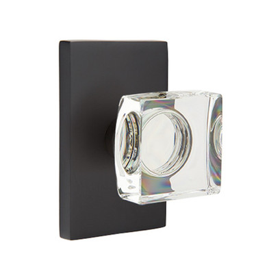 Emtek 5207-MSC-US19 Modern Square Door Knob Privacy Set With Modern Rosette Flat Black