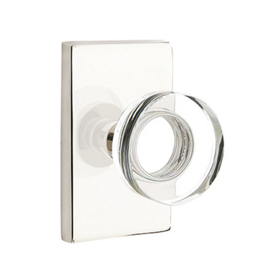 Emtek 5212-MDC-US14 Modern Disc Door Knob Privacy Set With Modern Rectangular Rosette Polished Nickel