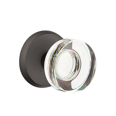 Emtek 7106-MDC-FB Modern Disc Crystal Door Knob Passage Set With Sandcast Bronze #2 Rosette Flat Black