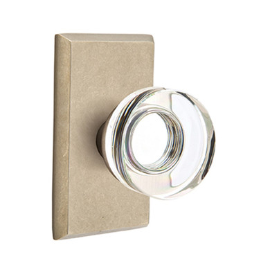Emtek 7204-MDC-TWB Modern Disc Crystal Door Knob Privacy Set With Sandcast Bronze #3 Rosette Tumbled White Bronze