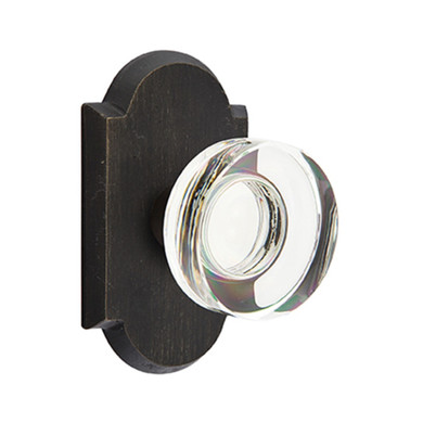 Emtek 7208-MDC-MB Modern Disc Crystal Door Knob Privacy Set With Sandcast Bronze #1 Rosette Medium Bronze