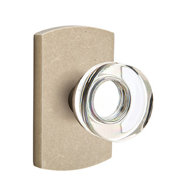 Emtek 7200-MDC-TWB Modern Disc Crystal Door Knob Privacy Set With Sandcast Bronze #4 Rosette Tumbled White Bronze