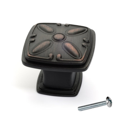 Dynasty Hardware K-81093-10B Square Design Cabinet Knob, Oil Rubbed Bronze