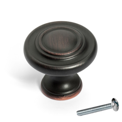 Dynasty Hardware K-81295-12P Three Ring Cabinet Knob, Aged Oil Rubbed Bronze