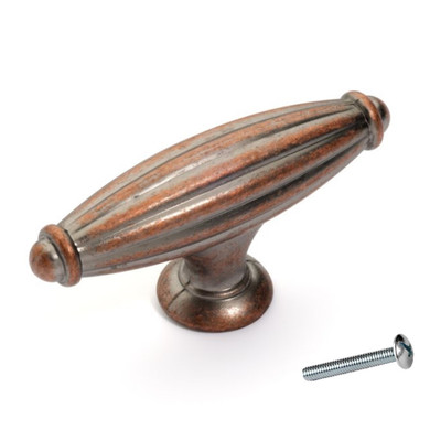 Dynasty Hardware K-8618-AC Fluted Cabinet, Antique Copper