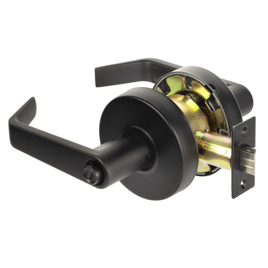 Dynasty Hardware AUG-20-US19 Grade 2 Commercial Duty Privacy Lever, ADA, Flat Black Finish