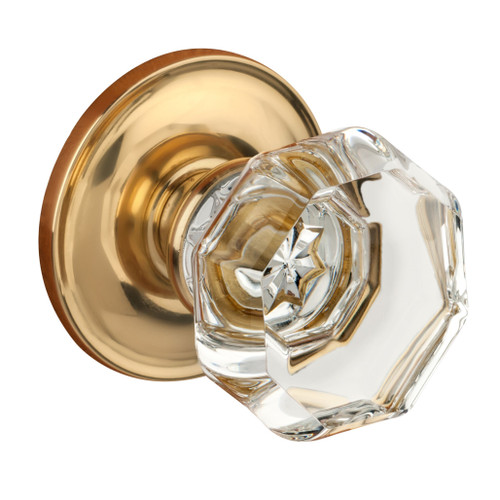 Dynasty Hardware DYN-1830-PASS-US3 Classic Rosette, Crystal Style Door Knob, Passage Set, Polished Brass