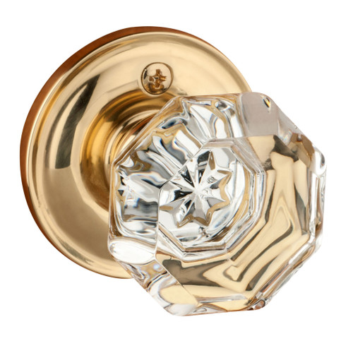 Dynasty Hardware DYN-1830-PASS-US3 Classic Rosette, Crystal Style Door Knob, Passage Set, Polished Brass