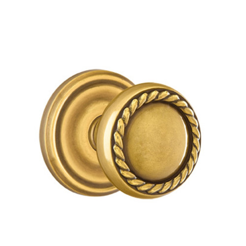 Emtek 8221-RK-US7 Rope Door Knob Privacy Set With Rectangular Rosette French Antique