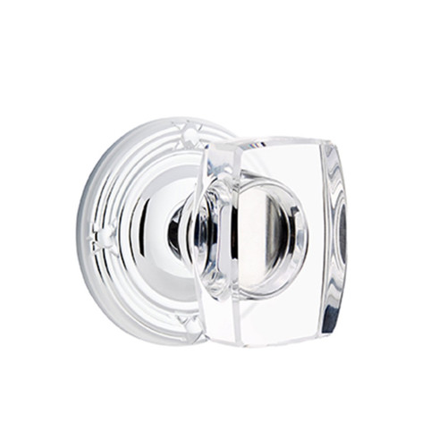 Emtek 8207-WS-US26 Windsor Crystal Door Knob Privacy Set With Ribbon & Reed Rosette Polished Chrome
