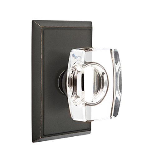 Emtek 8221-WS-US10B Windsor Crystal Door Knob Privacy Set With Rectangular Rosette Oil Rubbed Bronze