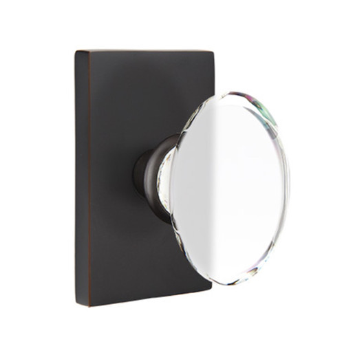 Emtek 8521-HT-US10B Hampton Crystal Door Knob Dummy Set With Rectangular Rosette Oil Rubbed Bronze