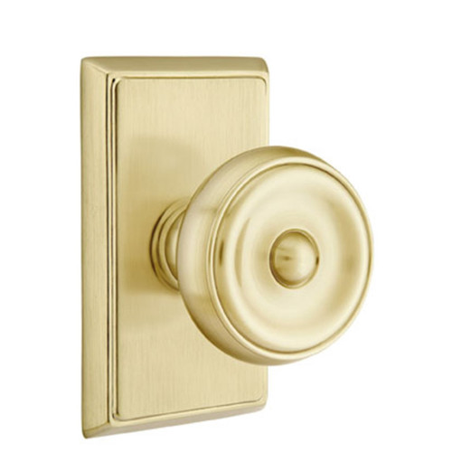 Emtek 8208-AS-US4 Astoria Clear Crystal Door Knob Privacy Set With #8  Rosette Satin Brass