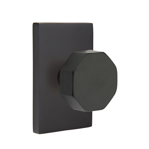 Emtek 5212-OCT-US19 Octagon Door Knob Privacy Set With Modern Rectangular Rosette Flat Black
