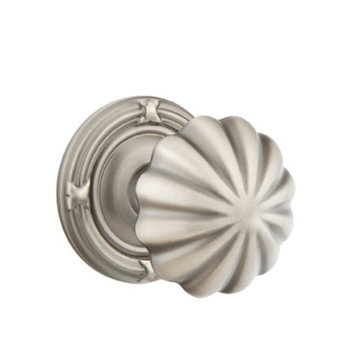 Emtek 8207-MN-US15A Melon Door Knob Privacy Set With Ribbon & Reed Rosette Pewter