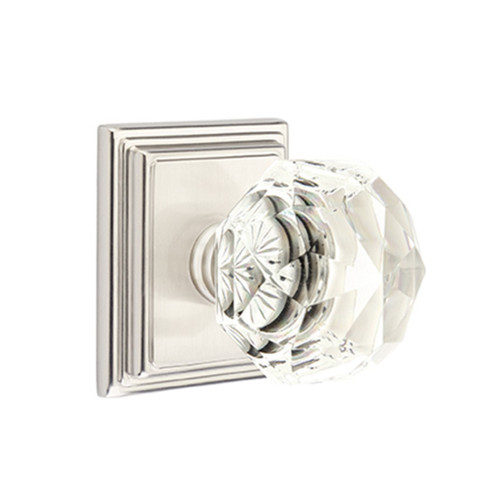 Emtek 8161-CK-US4 Diamond Crystal Door Knob Passage Set With Wilshire  Rosette Satin Brass 