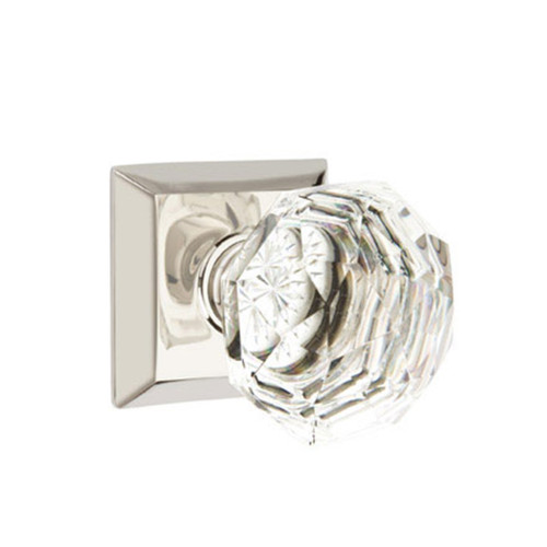 Emtek 8231-CK-US14 Diamond Crystal Door Knob Privacy Set With Quincy Rosette Polished Nickel