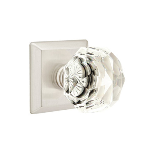 Emtek 8231-CK-US15 Diamond Crystal Door Knob Privacy Set With Quincy Rosette Satin Nickel