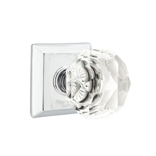Emtek 8231-CK-US26 Diamond Crystal Door Knob Privacy Set With Quincy Rosette Polished Chrome