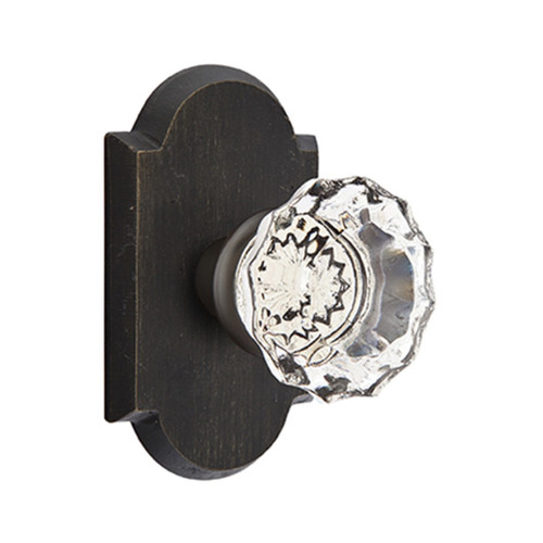 Emtek 7058-AS-MB Astoria Crystal Door Knob Dummy Set With Sandcast Bronze #1 Rosette Medium Bronze