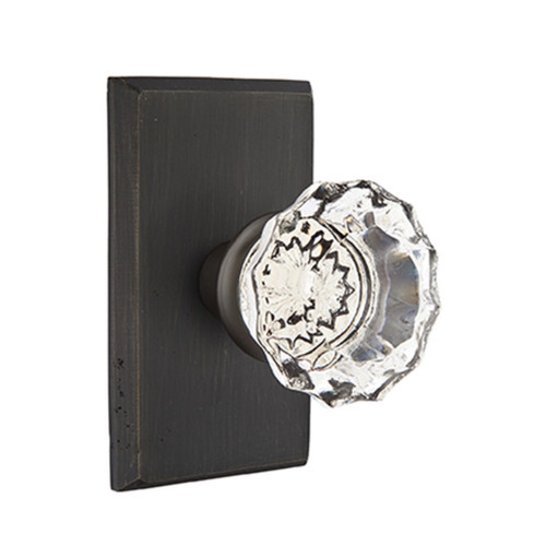 Emtek 7204-AS-MB Astoria Crystal Door Knob Privacy Set With Sandcast Bronze #3 Rosette Medium Bronze