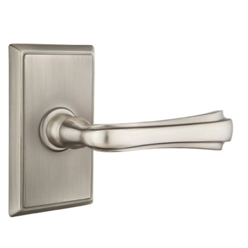 Emtek 8221-WM-US15A Wembley Door Lever Privacy Set With Rectangular Rosette Pewter