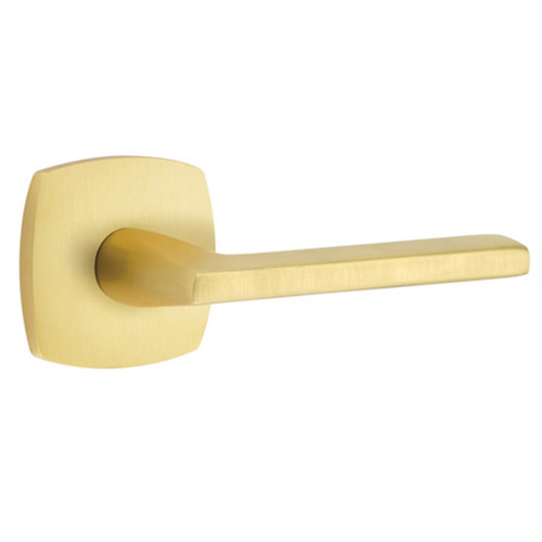 EMTEK HELIOS LEVER WITH SQUARE ROSETTE DUMMY SATIN BRASS (US4) 5050