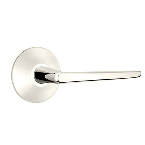 Emtek 5207-HER-US14 Hermes Door Lever Privacy Set With Modern Rosette Polished Nickel