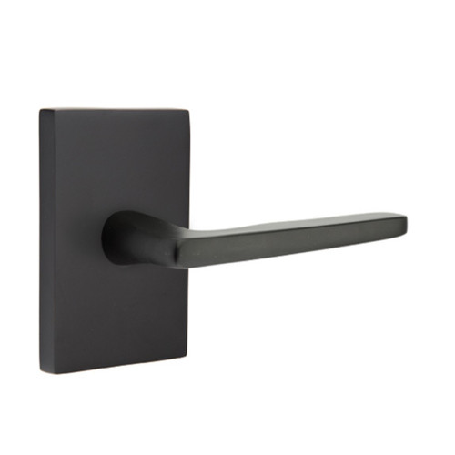 Emtek 5212-HER-US19 Hermes Door Lever Privacy Set With Modern Rectangular Rosette Flat Black