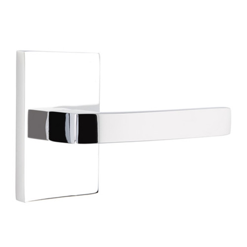 Emtek 5112-BRL-US26 Breslin Door Lever Passage Set With Modern Rectangular Rosette Polished Chrome