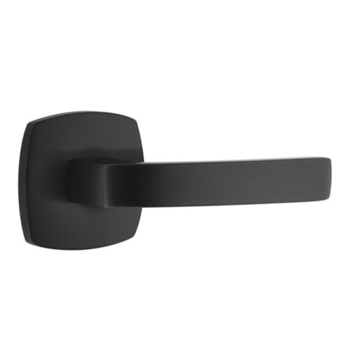 Emtek 5326-BRL-US19 Breslin Door Lever Privacy Set With Urban Modern Rosette Flat Black