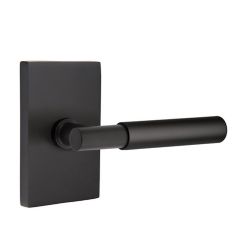 Emtek 5112-MYL-US19 Myles Door Lever Passage Set With Modern Rectangular Rosette Flat Black