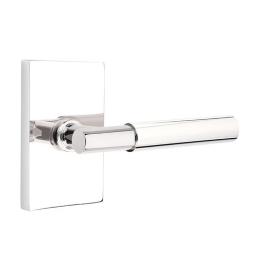 Emtek 5212-MYL-US26 Myles Door Lever Privacy Set With Modern Rectangular Rosette Polished Chrome