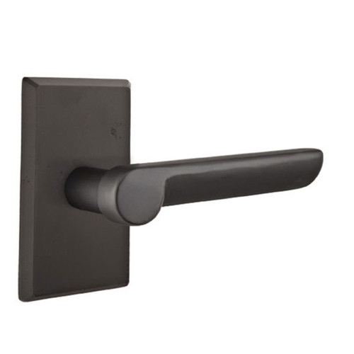 Emtek 7104-AR-FB Aurora Sandcast Bronze Door Lever Passage Set With #3 Rosette Flat Black Bronze