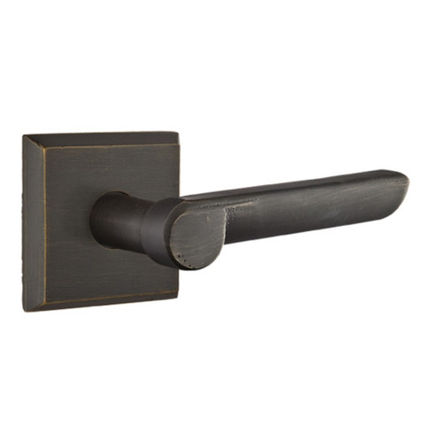 Emtek 7211-AR-MB Aurora Sandcast Bronze Door Lever Privacy Set With #6 Rosette Medium Bronze