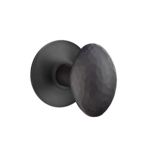 Emtek 5207-HE-US19 Hammered Egg Door Knob Privacy Set With Modern Rosette Flat Black