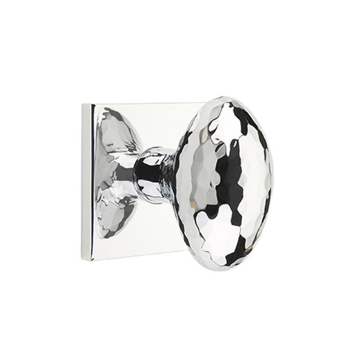 Emtek 5210-HE-US26 Hammered Egg Door Knob Privacy Set With Square Rosette Polished Chrome