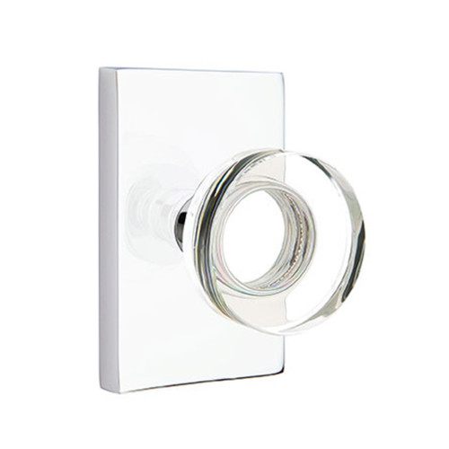 Emtek 5212-MDC-US26 Modern Disc Door Knob Privacy Set With Modern Rectangular Rosette Polished Chrome