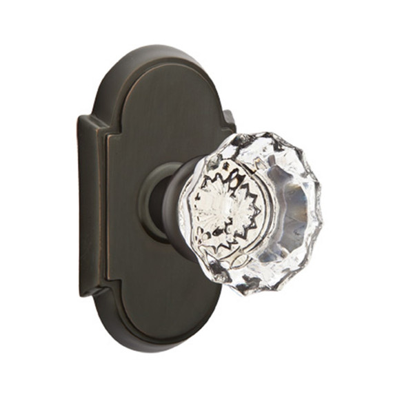 Emtek 8108-AS-US10B Astoria Clear Crystal Door Knob Passage Set With #8 Rosette Oil Rubbed Bronze