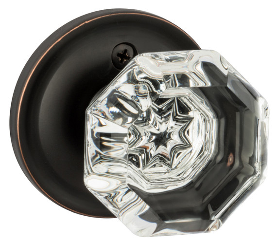 Dynasty Hardware 1830-ID-10B Classic Rosette, Crystal Style Individual Dummy Door Knob, Oil Rubbed Bronze
